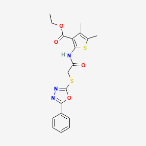 molecular formula C19H19N3O4S2 B4749922 ethyl 4,5-dimethyl-2-({[(5-phenyl-1,3,4-oxadiazol-2-yl)thio]acetyl}amino)-3-thiophenecarboxylate 