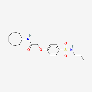 molecular formula C18H28N2O4S B4749943 N-cycloheptyl-2-{4-[(propylamino)sulfonyl]phenoxy}acetamide 
