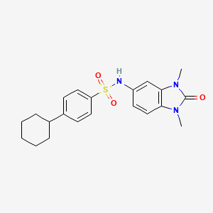 molecular formula C21H25N3O3S B4749997 4-cyclohexyl-N-(1,3-dimethyl-2-oxo-2,3-dihydro-1H-benzimidazol-5-yl)benzenesulfonamide 