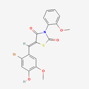 molecular formula C18H14BrNO5S B4750023 5-(2-bromo-4-hydroxy-5-methoxybenzylidene)-3-(2-methoxyphenyl)-1,3-thiazolidine-2,4-dione 