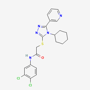 molecular formula C21H21Cl2N5OS B4750025 2-{[4-cyclohexyl-5-(3-pyridinyl)-4H-1,2,4-triazol-3-yl]thio}-N-(3,4-dichlorophenyl)acetamide 