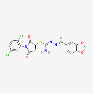molecular formula C19H14Cl2N4O4S B4750061 1-(2,5-dichlorophenyl)-2,5-dioxo-3-pyrrolidinyl 2-(1,3-benzodioxol-5-ylmethylene)hydrazinecarbimidothioate 
