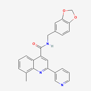 N-(1,3-benzodioxol-5-ylmethyl)-8-methyl-2-(3-pyridinyl)-4-quinolinecarboxamide