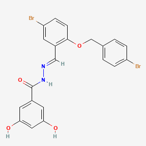 molecular formula C21H16Br2N2O4 B4750112 N'-{5-bromo-2-[(4-bromobenzyl)oxy]benzylidene}-3,5-dihydroxybenzohydrazide 