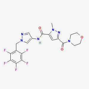molecular formula C20H17F5N6O3 B4750113 1-methyl-3-(4-morpholinylcarbonyl)-N-[1-(pentafluorobenzyl)-1H-pyrazol-4-yl]-1H-pyrazole-5-carboxamide 