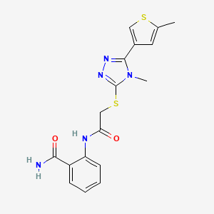 molecular formula C17H17N5O2S2 B4750234 2-[({[4-methyl-5-(5-methyl-3-thienyl)-4H-1,2,4-triazol-3-yl]thio}acetyl)amino]benzamide 