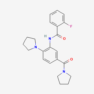molecular formula C22H24FN3O2 B4750264 2-fluoro-N-[2-(1-pyrrolidinyl)-5-(1-pyrrolidinylcarbonyl)phenyl]benzamide 