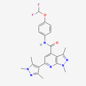 molecular formula C22H22F2N6O2 B4750287 N-[4-(difluoromethoxy)phenyl]-1,3-dimethyl-6-(1,3,5-trimethyl-1H-pyrazol-4-yl)-1H-pyrazolo[3,4-b]pyridine-4-carboxamide 