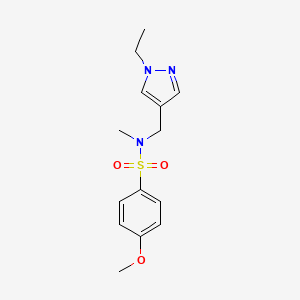 molecular formula C14H19N3O3S B4750320 N-[(1-ethyl-1H-pyrazol-4-yl)methyl]-4-methoxy-N-methylbenzenesulfonamide 