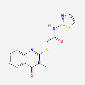 molecular formula C14H12N4O2S2 B4750323 2-[(3-methyl-4-oxo-3,4-dihydro-2-quinazolinyl)thio]-N-1,3-thiazol-2-ylacetamide 