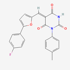 molecular formula C22H15FN2O4 B4750424 5-{[5-(4-fluorophenyl)-2-furyl]methylene}-1-(4-methylphenyl)-2,4,6(1H,3H,5H)-pyrimidinetrione 