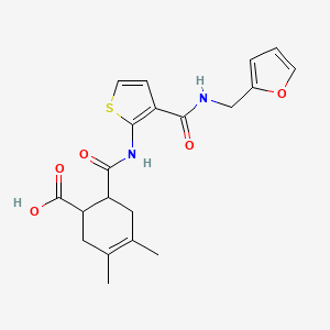 molecular formula C20H22N2O5S B4750447 6-{[(3-{[(2-furylmethyl)amino]carbonyl}-2-thienyl)amino]carbonyl}-3,4-dimethyl-3-cyclohexene-1-carboxylic acid 