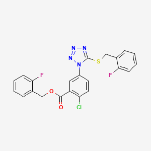 molecular formula C22H15ClF2N4O2S B4750516 2-fluorobenzyl 2-chloro-5-{5-[(2-fluorobenzyl)thio]-1H-tetrazol-1-yl}benzoate 