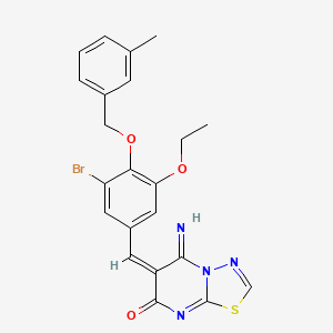 molecular formula C22H19BrN4O3S B4750540 6-{3-bromo-5-ethoxy-4-[(3-methylbenzyl)oxy]benzylidene}-5-imino-5,6-dihydro-7H-[1,3,4]thiadiazolo[3,2-a]pyrimidin-7-one 