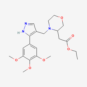 molecular formula C21H29N3O6 B4750564 ethyl (4-{[3-(3,4,5-trimethoxyphenyl)-1H-pyrazol-4-yl]methyl}-3-morpholinyl)acetate 