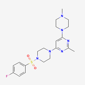 molecular formula C20H27FN6O2S B4750568 4-{4-[(4-fluorophenyl)sulfonyl]-1-piperazinyl}-2-methyl-6-(4-methyl-1-piperazinyl)pyrimidine 