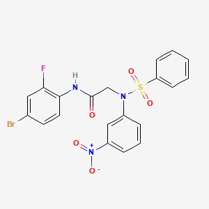 molecular formula C20H15BrFN3O5S B4750569 N~1~-(4-bromo-2-fluorophenyl)-N~2~-(3-nitrophenyl)-N~2~-(phenylsulfonyl)glycinamide 