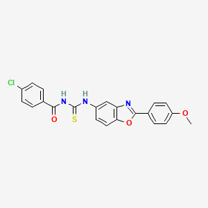 molecular formula C22H16ClN3O3S B4750581 4-chloro-N-({[2-(4-methoxyphenyl)-1,3-benzoxazol-5-yl]amino}carbonothioyl)benzamide 