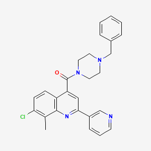 molecular formula C27H25ClN4O B4750588 4-[(4-benzyl-1-piperazinyl)carbonyl]-7-chloro-8-methyl-2-(3-pyridinyl)quinoline 