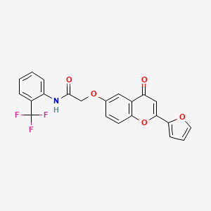 molecular formula C22H14F3NO5 B4750601 2-{[2-(2-furyl)-4-oxo-4H-chromen-6-yl]oxy}-N-[2-(trifluoromethyl)phenyl]acetamide 