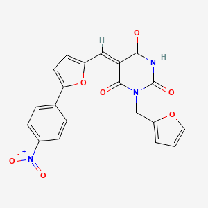 molecular formula C20H13N3O7 B4750623 1-(2-furylmethyl)-5-{[5-(4-nitrophenyl)-2-furyl]methylene}-2,4,6(1H,3H,5H)-pyrimidinetrione 