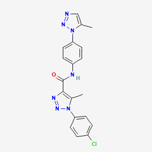 molecular formula C19H16ClN7O B4750635 1-(4-chlorophenyl)-5-methyl-N-[4-(5-methyl-1H-1,2,3-triazol-1-yl)phenyl]-1H-1,2,3-triazole-4-carboxamide 