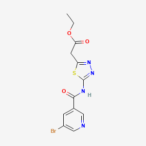 molecular formula C12H11BrN4O3S B4750640 ethyl (5-{[(5-bromo-3-pyridinyl)carbonyl]amino}-1,3,4-thiadiazol-2-yl)acetate 