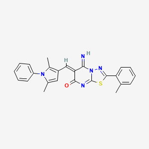 molecular formula C25H21N5OS B4750669 6-[(2,5-dimethyl-1-phenyl-1H-pyrrol-3-yl)methylene]-5-imino-2-(2-methylphenyl)-5,6-dihydro-7H-[1,3,4]thiadiazolo[3,2-a]pyrimidin-7-one 