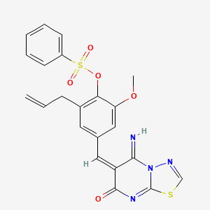 molecular formula C22H18N4O5S2 B4750716 2-allyl-4-[(5-imino-7-oxo-5H-[1,3,4]thiadiazolo[3,2-a]pyrimidin-6(7H)-ylidene)methyl]-6-methoxyphenyl benzenesulfonate 