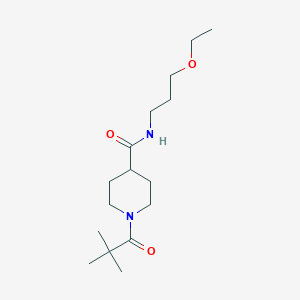 molecular formula C16H30N2O3 B4750737 1-(2,2-dimethylpropanoyl)-N-(3-ethoxypropyl)-4-piperidinecarboxamide 