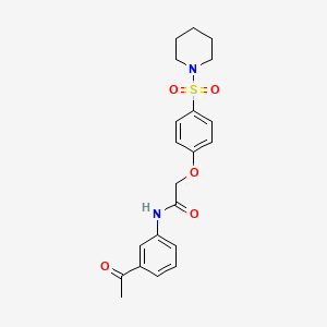 molecular formula C21H24N2O5S B4750738 N-(3-acetylphenyl)-2-[4-(1-piperidinylsulfonyl)phenoxy]acetamide 