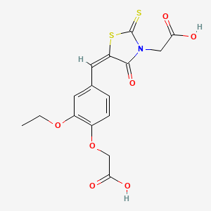 {5-[4-(carboxymethoxy)-3-ethoxybenzylidene]-4-oxo-2-thioxo-1,3-thiazolidin-3-yl}acetic acid