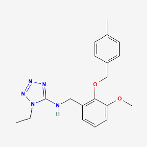 molecular formula C19H23N5O2 B4750774 1-ethyl-N-{3-methoxy-2-[(4-methylbenzyl)oxy]benzyl}-1H-tetrazol-5-amine 