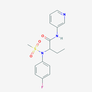 molecular formula C16H18FN3O3S B4750825 2-[(4-fluorophenyl)(methylsulfonyl)amino]-N-3-pyridinylbutanamide 