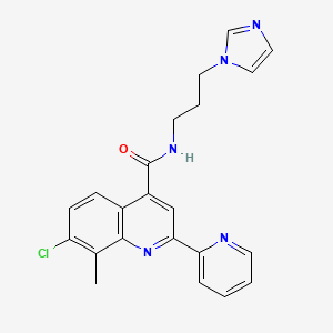 molecular formula C22H20ClN5O B4750892 7-chloro-N-[3-(1H-imidazol-1-yl)propyl]-8-methyl-2-(2-pyridinyl)-4-quinolinecarboxamide 