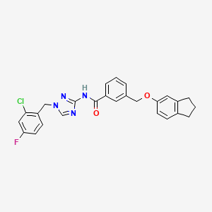 molecular formula C26H22ClFN4O2 B4750917 N-[1-(2-chloro-4-fluorobenzyl)-1H-1,2,4-triazol-3-yl]-3-[(2,3-dihydro-1H-inden-5-yloxy)methyl]benzamide 