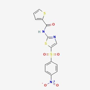 molecular formula C14H9N3O5S3 B4750925 N-{5-[(4-nitrophenyl)sulfonyl]-1,3-thiazol-2-yl}-2-thiophenecarboxamide 