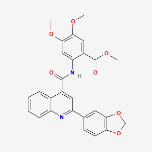 molecular formula C27H22N2O7 B4750929 methyl 2-({[2-(1,3-benzodioxol-5-yl)-4-quinolinyl]carbonyl}amino)-4,5-dimethoxybenzoate 