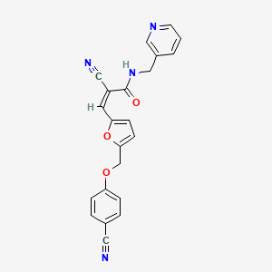 molecular formula C22H16N4O3 B4750937 2-cyano-3-{5-[(4-cyanophenoxy)methyl]-2-furyl}-N-(3-pyridinylmethyl)acrylamide 