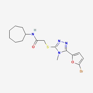 molecular formula C16H21BrN4O2S B4750943 2-{[5-(5-bromo-2-furyl)-4-methyl-4H-1,2,4-triazol-3-yl]thio}-N-cycloheptylacetamide 
