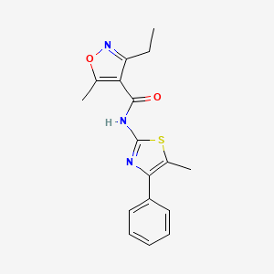 molecular formula C17H17N3O2S B4750966 3-ethyl-5-methyl-N-(5-methyl-4-phenyl-1,3-thiazol-2-yl)-4-isoxazolecarboxamide 