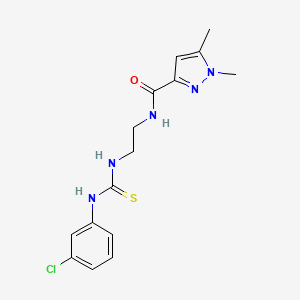 molecular formula C15H18ClN5OS B4751002 N-[2-({[(3-chlorophenyl)amino]carbonothioyl}amino)ethyl]-1,5-dimethyl-1H-pyrazole-3-carboxamide 