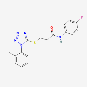 molecular formula C17H16FN5OS B4751089 N-(4-fluorophenyl)-3-{[1-(2-methylphenyl)-1H-tetrazol-5-yl]thio}propanamide 
