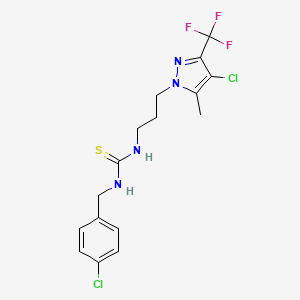 molecular formula C16H17Cl2F3N4S B4751098 N-(4-chlorobenzyl)-N'-{3-[4-chloro-5-methyl-3-(trifluoromethyl)-1H-pyrazol-1-yl]propyl}thiourea 