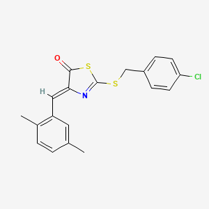 molecular formula C19H16ClNOS2 B4751136 2-[(4-chlorobenzyl)thio]-4-(2,5-dimethylbenzylidene)-1,3-thiazol-5(4H)-one 