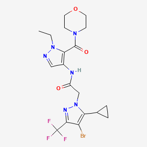 molecular formula C19H22BrF3N6O3 B4751137 2-[4-bromo-5-cyclopropyl-3-(trifluoromethyl)-1H-pyrazol-1-yl]-N-[1-ethyl-5-(4-morpholinylcarbonyl)-1H-pyrazol-4-yl]acetamide 