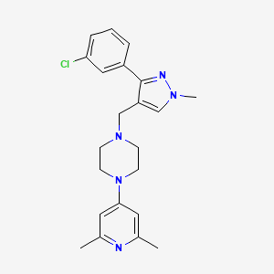 molecular formula C22H26ClN5 B4751143 1-{[3-(3-chlorophenyl)-1-methyl-1H-pyrazol-4-yl]methyl}-4-(2,6-dimethyl-4-pyridinyl)piperazine 