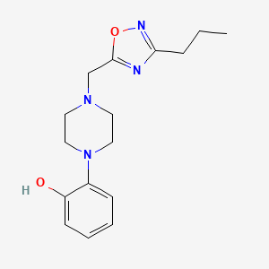 molecular formula C16H22N4O2 B4751164 2-{4-[(3-propyl-1,2,4-oxadiazol-5-yl)methyl]-1-piperazinyl}phenol 