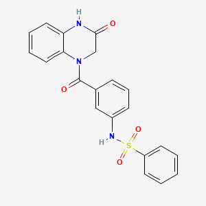 molecular formula C21H17N3O4S B4751179 N-{3-[(3-oxo-3,4-dihydro-1(2H)-quinoxalinyl)carbonyl]phenyl}benzenesulfonamide 