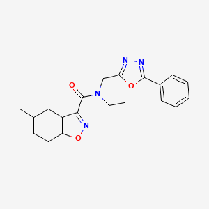 molecular formula C20H22N4O3 B4751198 N-ethyl-5-methyl-N-[(5-phenyl-1,3,4-oxadiazol-2-yl)methyl]-4,5,6,7-tetrahydro-1,2-benzisoxazole-3-carboxamide 